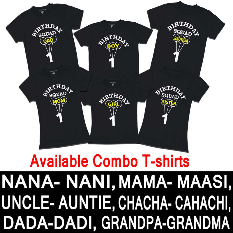 First Birthday Boy and Girl with Family T-shirts-Black-gfashion 