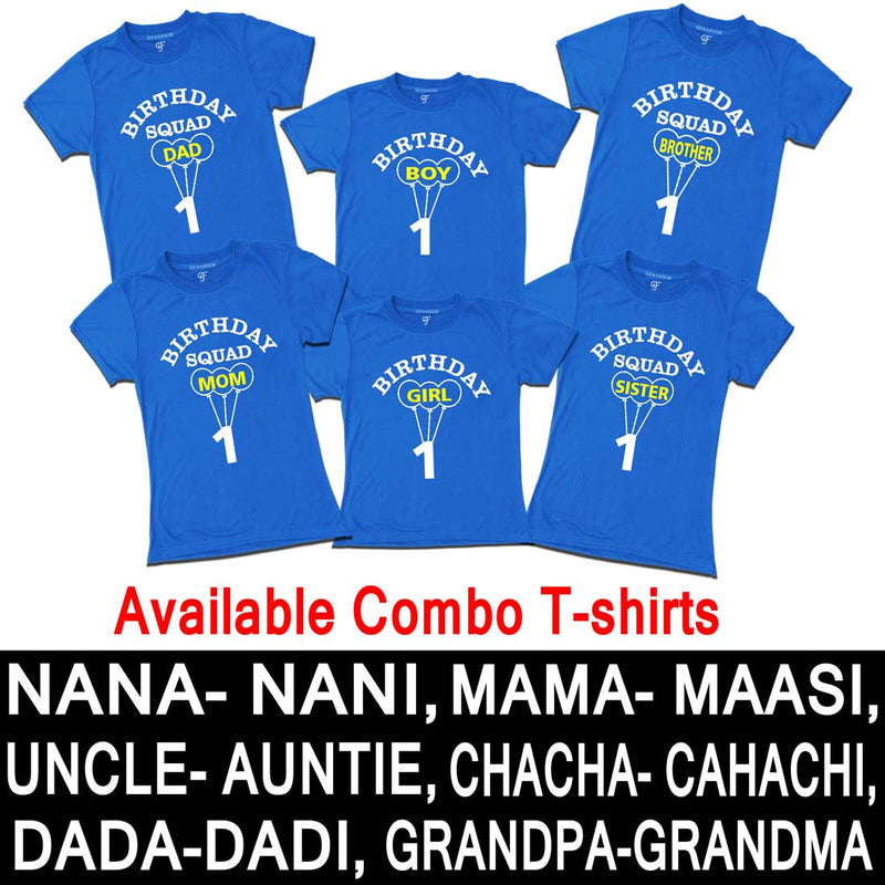 First Birthday Boy and Girl with Family T-shirts-Blue-gfashion 