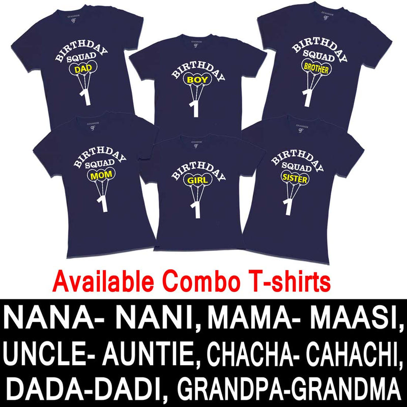 First Birthday Boy and Girl with Family T-shirts-Navy-gfashion 
