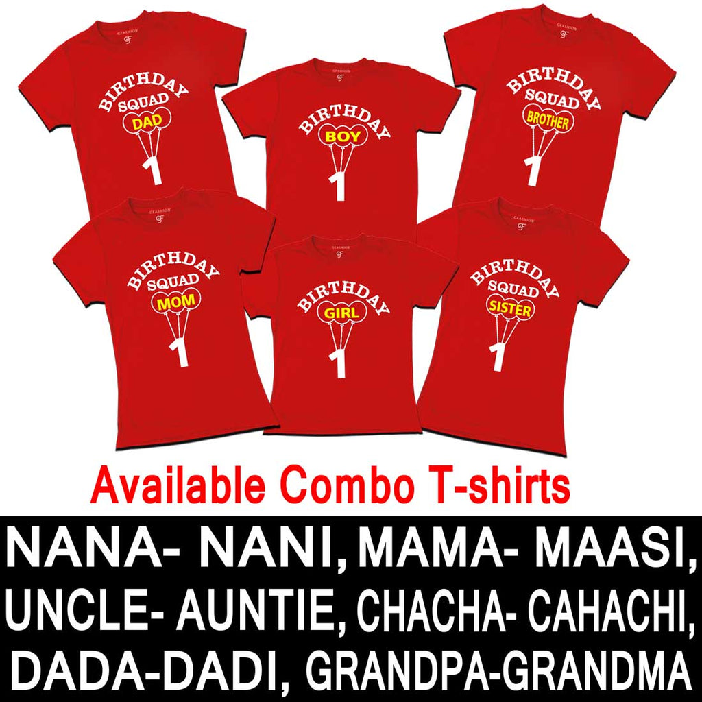First Birthday Boy and Girl with Family T-shirts-Red-gfashion 