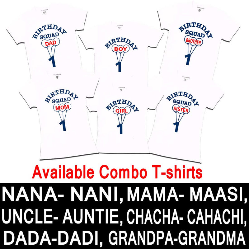 First Birthday Boy and Girl with Family T-shirts-White-gfashion 