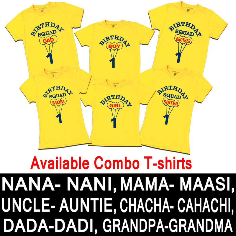 First Birthday Boy and Girl with Family T-shirts-Yellow-gfashion 