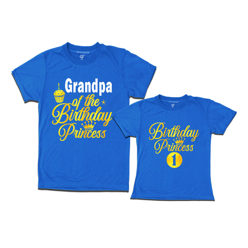 First Birthday T-shirt for Princess with Grandpa in Blue Color avilable @ gfashion.jpg