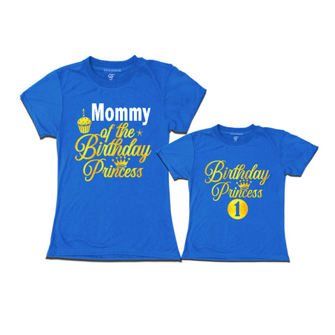 First Birthday T-shirt for Princess with Mom in Blue Color avilable @ gfashion.jpg