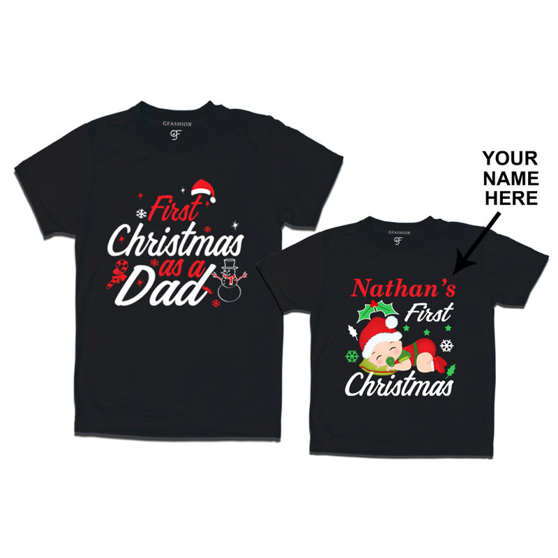 First Christmas T-shirts as a Dad and Baby in Black Color available @ gfashion.jpg