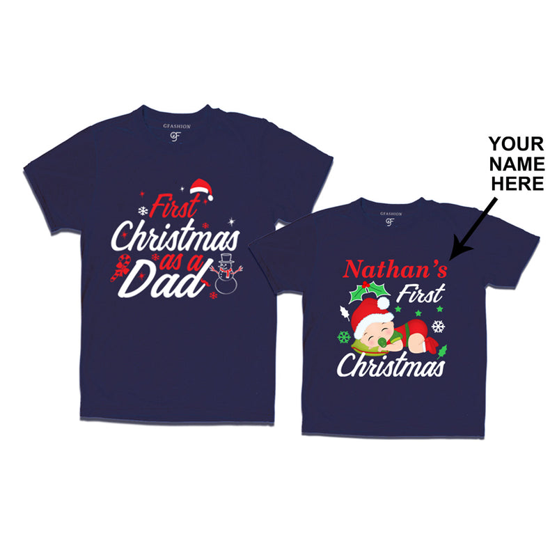 First Christmas T-shirts as a Dad and Baby in Navy Color available @ gfashion.jpg