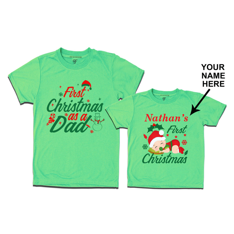 First Christmas T-shirts as a Dad and Baby in Pista Green Color available @ gfashion.jpg