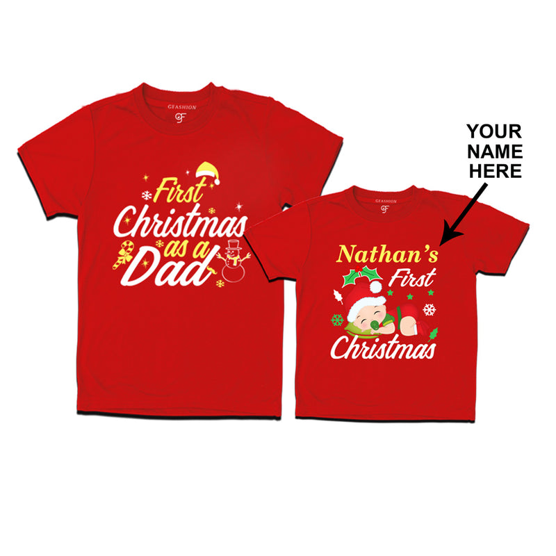 First Christmas T-shirts as a Dad and Baby in Red Color available @ gfashion.jpg