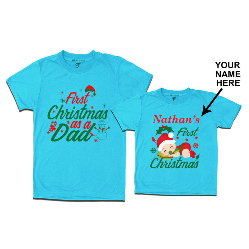 First Christmas T-shirts as a Dad and Baby in Sky Blue Color available @ gfashion.jpg