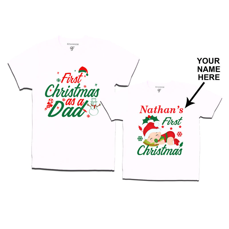 First Christmas T-shirts as a Dad and Baby in White Color available @ gfashion.jpg
