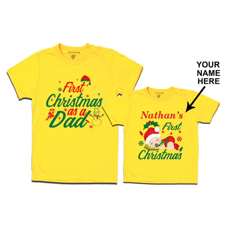 First Christmas T-shirts as a Dad and Baby in Yellow Color available @ gfashion.jpg