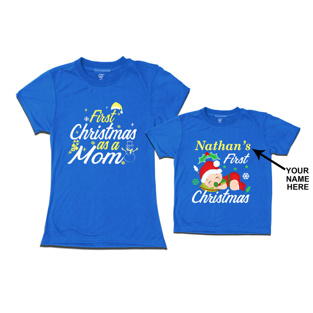 First Christmas T-shirts as a Mom and Baby in Blue Color available @ gfashion.jpg