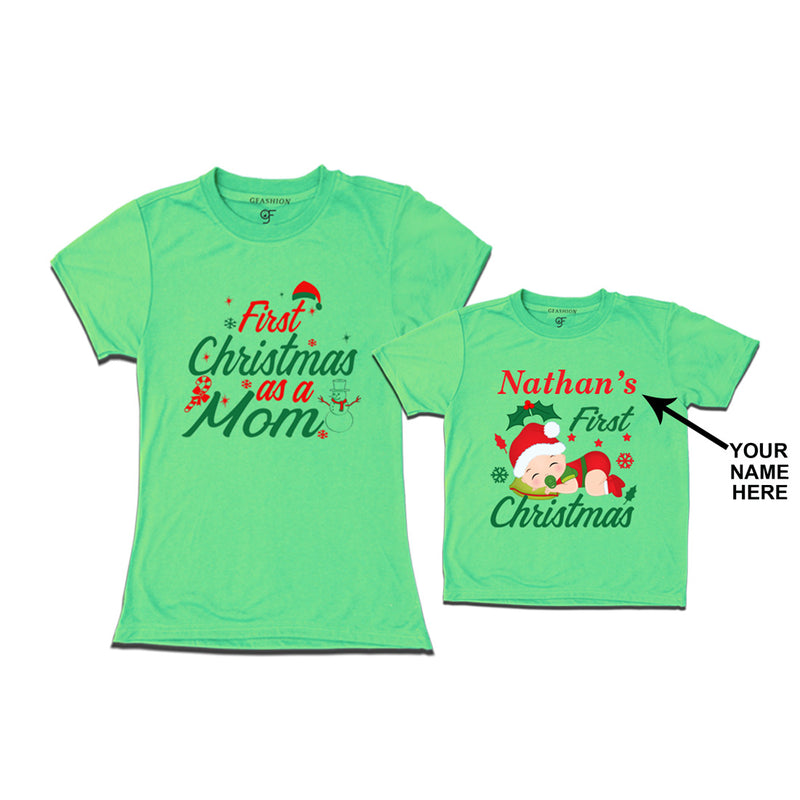 First Christmas T-shirts as a Mom and Baby in Pista Green Color available @ gfashion.jpg