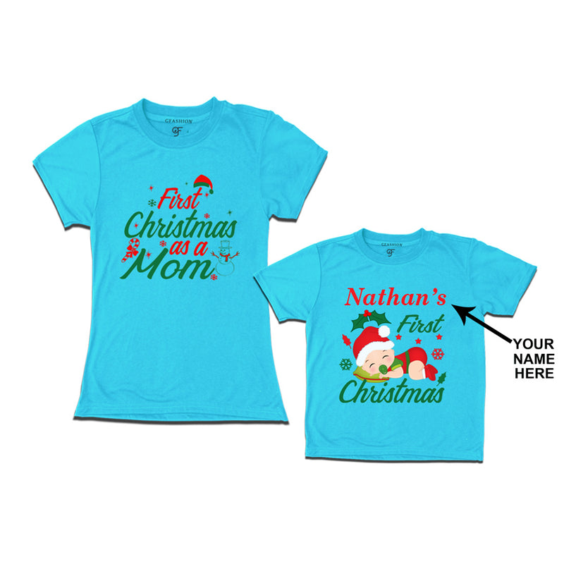 First Christmas T-shirts as a Mom and Baby in Sky Blue Color available @ gfashion.jpg