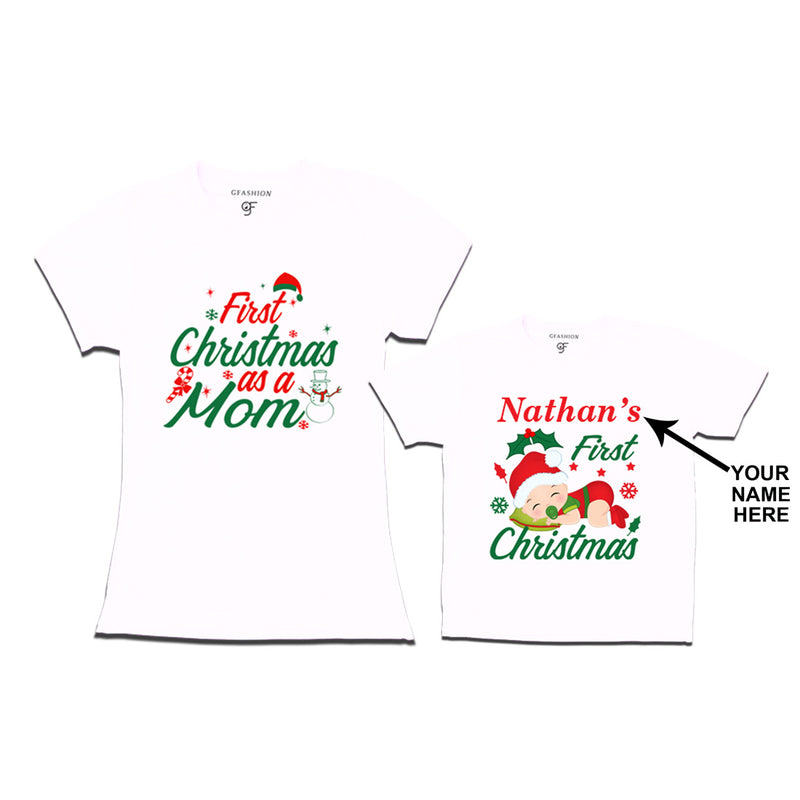 First Christmas T-shirts as a Mom and Baby in White Color available @ gfashion.jpg