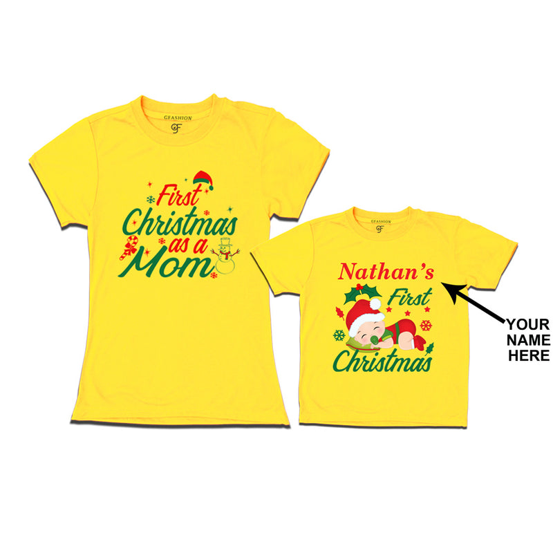 First Christmas T-shirts as a Mom and Baby in Yellow Color available @ gfashion.jpg