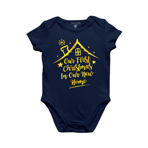 First Christmas in Our New Home-Baby Bodysuit or Rompers or Onesie in Navy Color available @ gfashion.jpg