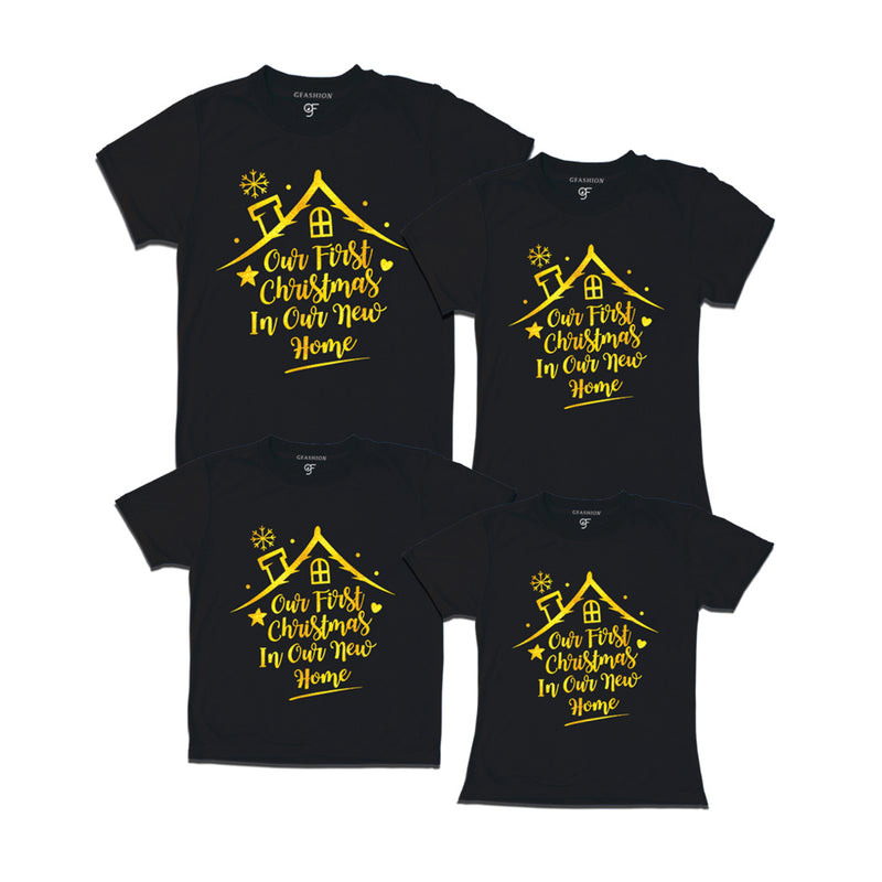 First Christmas in Our New Home  Family T-shirts in Black Color available @ gfashion.jpg