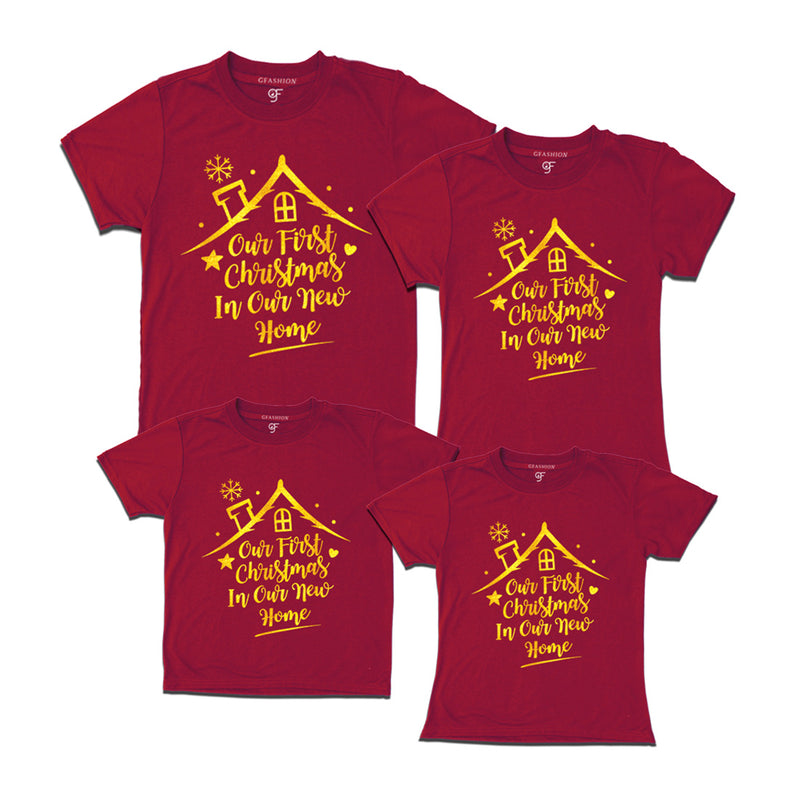 First Christmas in Our New Home  Family T-shirts in Maroon Color available @ gfashion.jpg