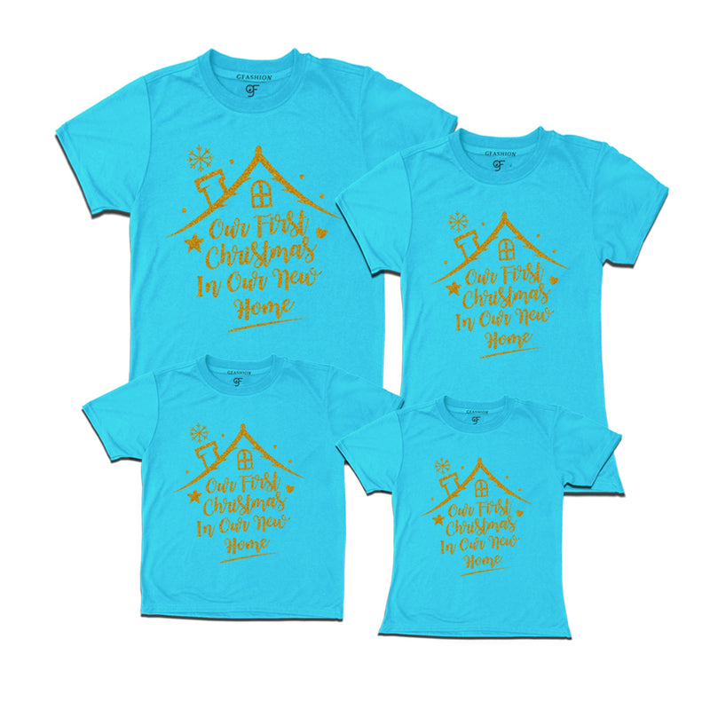 First Christmas in Our New Home  Family T-shirts in Sky Blue Color available @ gfashion.jpg