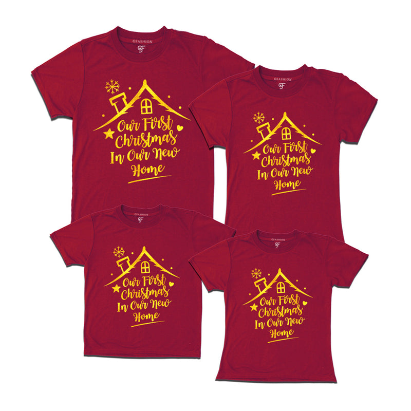 First Christmas in Our New Home  Group T-shirts in Maroon Color available @ gfashion.jpg