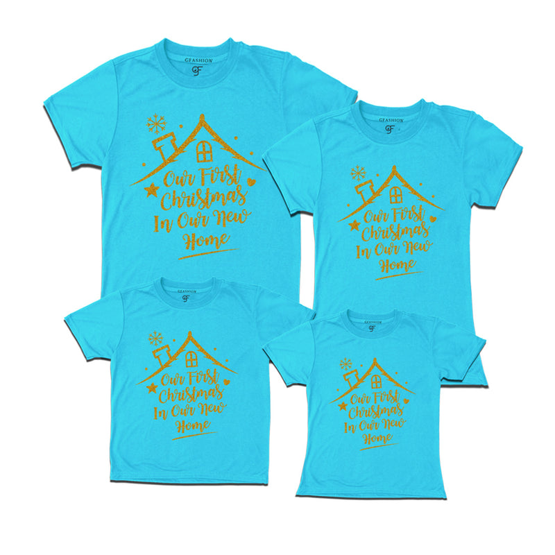 First Christmas in Our New Home  Group T-shirts in Sky Blue Color available @ gfashion.jpg