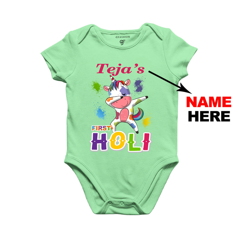 First Holi Rompers-Name Customized in Pista Green Color available @ gfashion.jpg