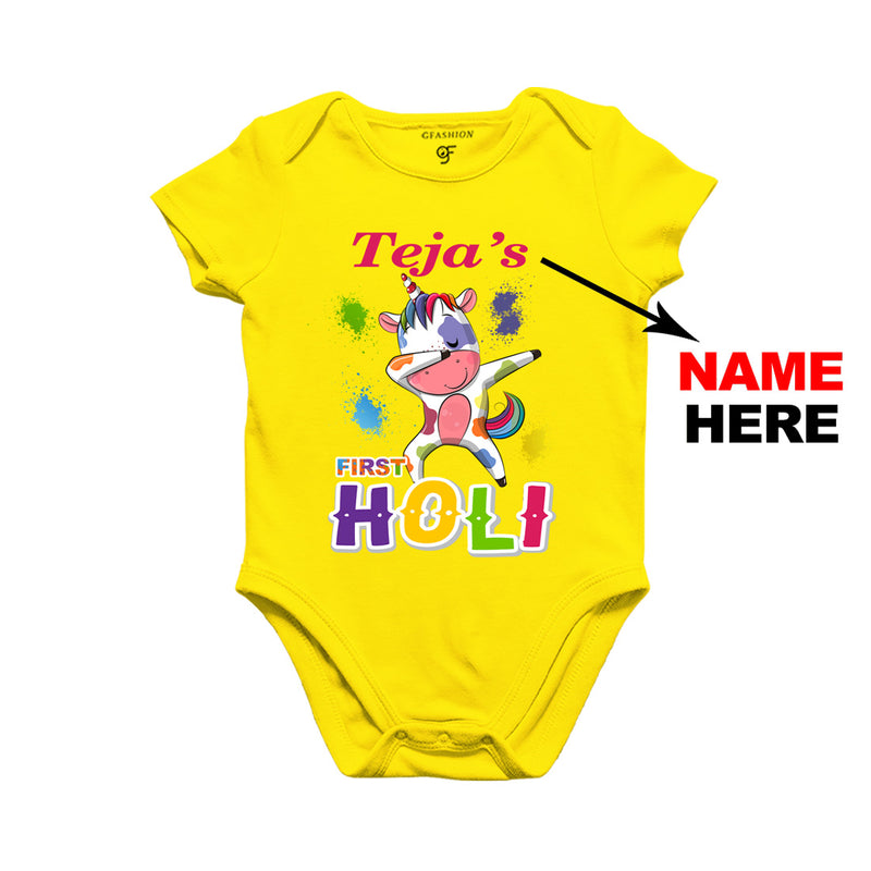 First Holi Rompers-Name Customized in Yellow Color available @ gfashion.jpg