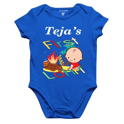 First Lohri with Name Baby Bodysuit in Blue Color available @ gfashion.jpg