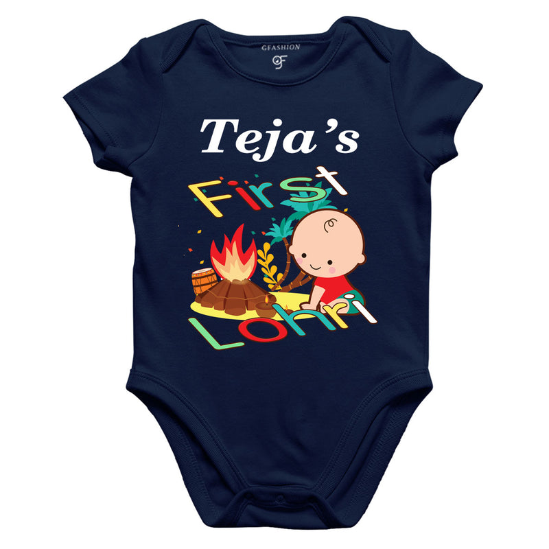 First Lohri with Name Baby Bodysuit in Navy Color available @ gfashion.jpg