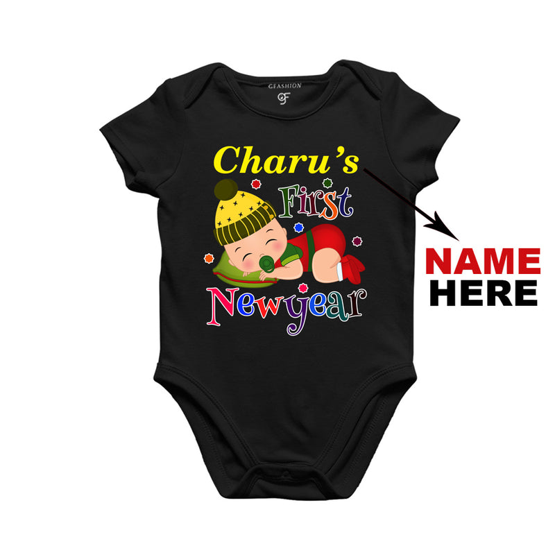 First New Year Baby Bodysuit or Rompers or Onesie-Name Customized in Black Color available @ gfashion.jpg