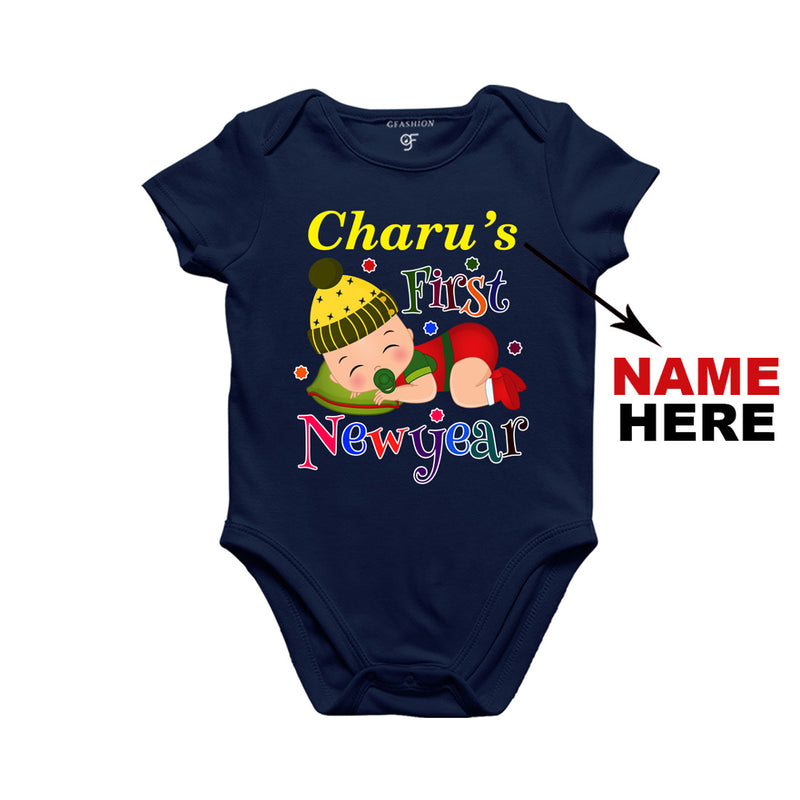 First New Year Baby Bodysuit or Rompers or Onesie-Name Customized in Navy Color available @ gfashion.jpg