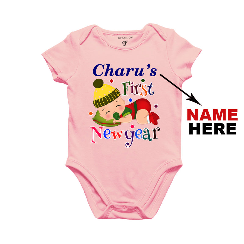 First New Year Baby Bodysuit or Rompers or Onesie-Name Customized in Pink Color available @ gfashion.jpg