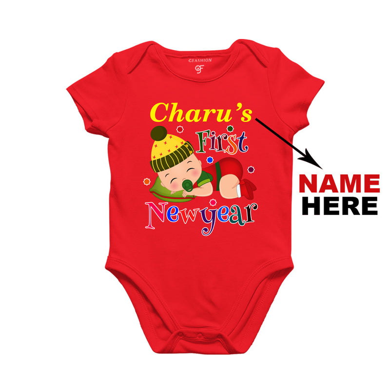 First New Year Baby Bodysuit or Rompers or Onesie-Name Customized in Red Color available @ gfashion.jpg