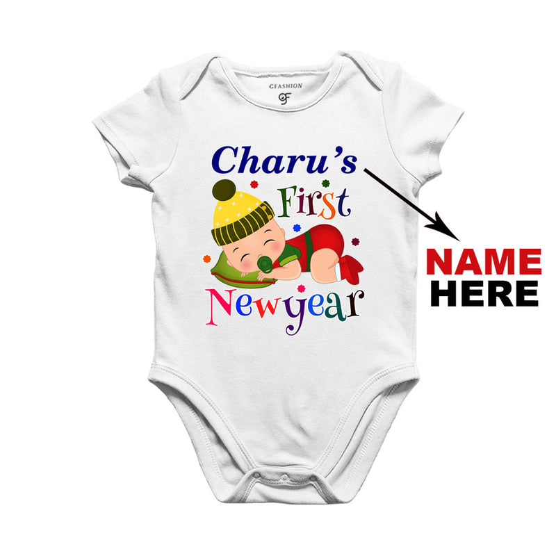 First New Year Baby Bodysuit or Rompers or Onesie-Name Customized in White Color available @ gfashion.jpg
