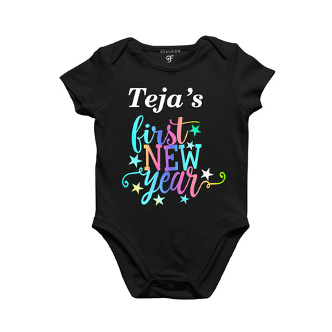 First New Year Name customized Rompers or Bodysuit or onesie in Black Color available @ gfashion.jpg