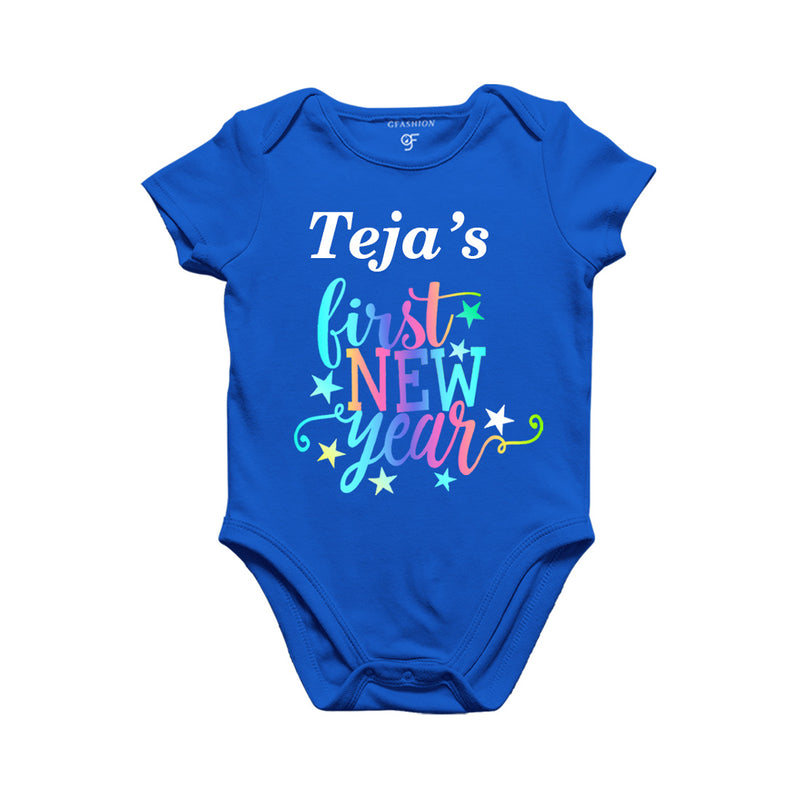 First New Year Name customized Rompers or Bodysuit or onesie in Blue Color available @ gfashion.jpg