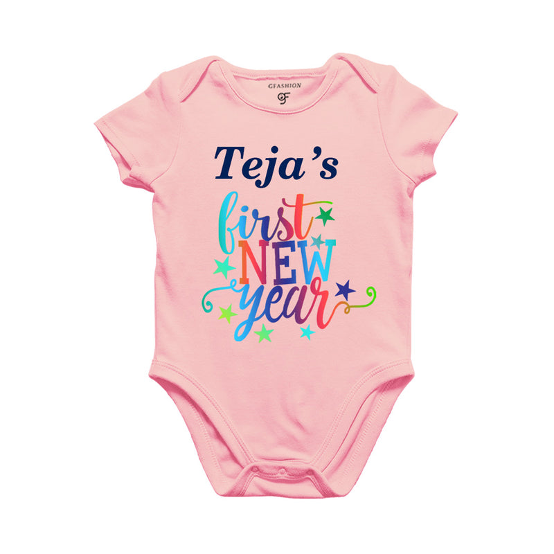 First New Year Name customized Rompers or Bodysuit or onesie in Pink Color available @ gfashion.jpg