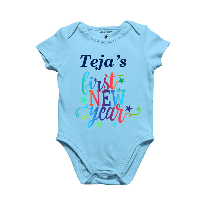 First New Year Name customized Rompers or Bodysuit or onesie in Sky Blue Color available @ gfashion.jpg