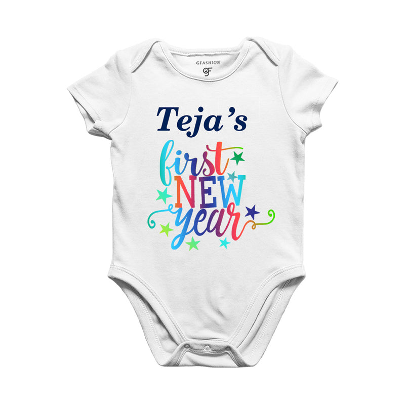 First New Year Name customized Rompers or Bodysuit or onesie in White Color available @ gfashion.jpg