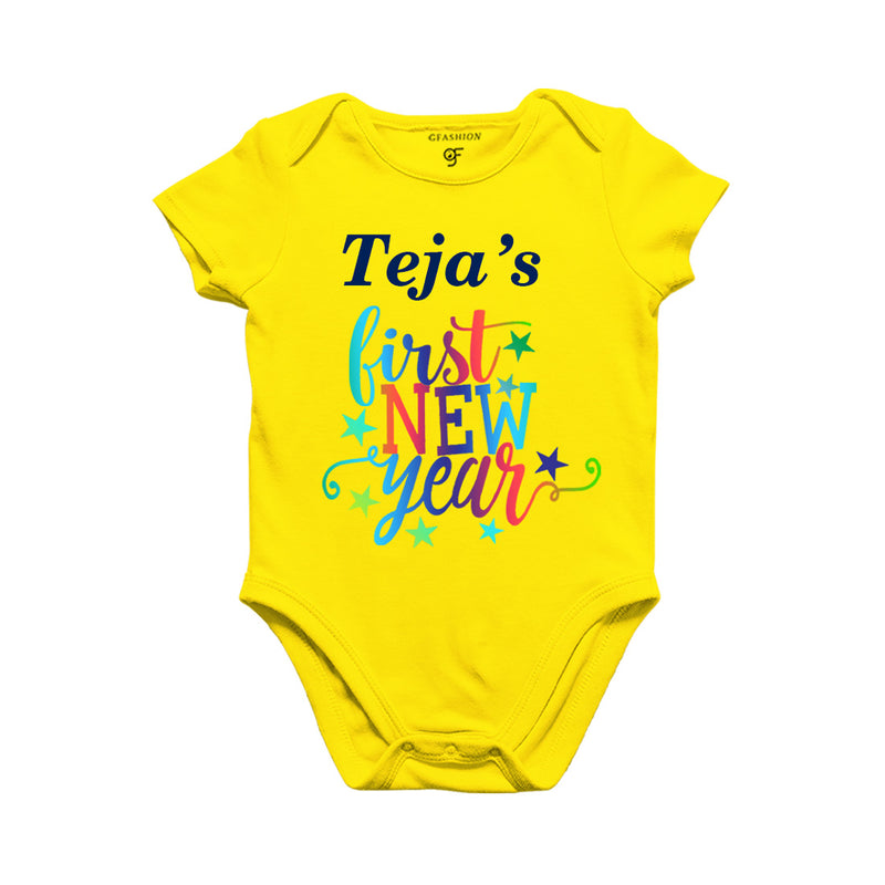 First New Year Name customized Rompers or Bodysuit or onesie in Yellow Color available @ gfashion.jpg
