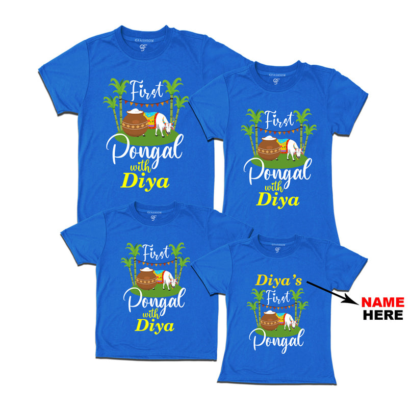 First Pongal Family T-shirts-Name Customized in Blue Color available @ gfashion.jpg