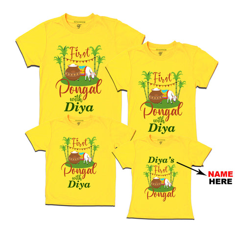 First Pongal Family T-shirts-Name Customized in Yellow Color available @ gfashion.jpg