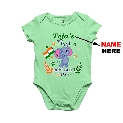 First Republic Day Baby Rompers-Name Customized in Pista Green Color available @ gfashion.jpg
