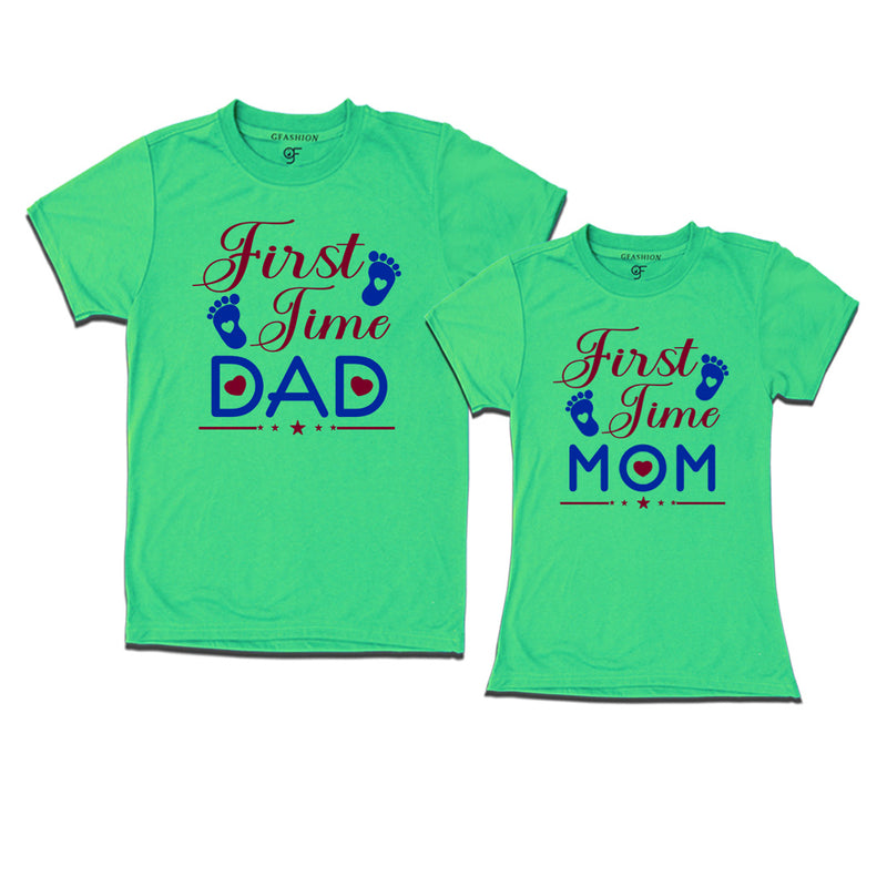 First Time Dad-First Time Mom T-Shirts in Pista Green Color available @ gfashion.jpg