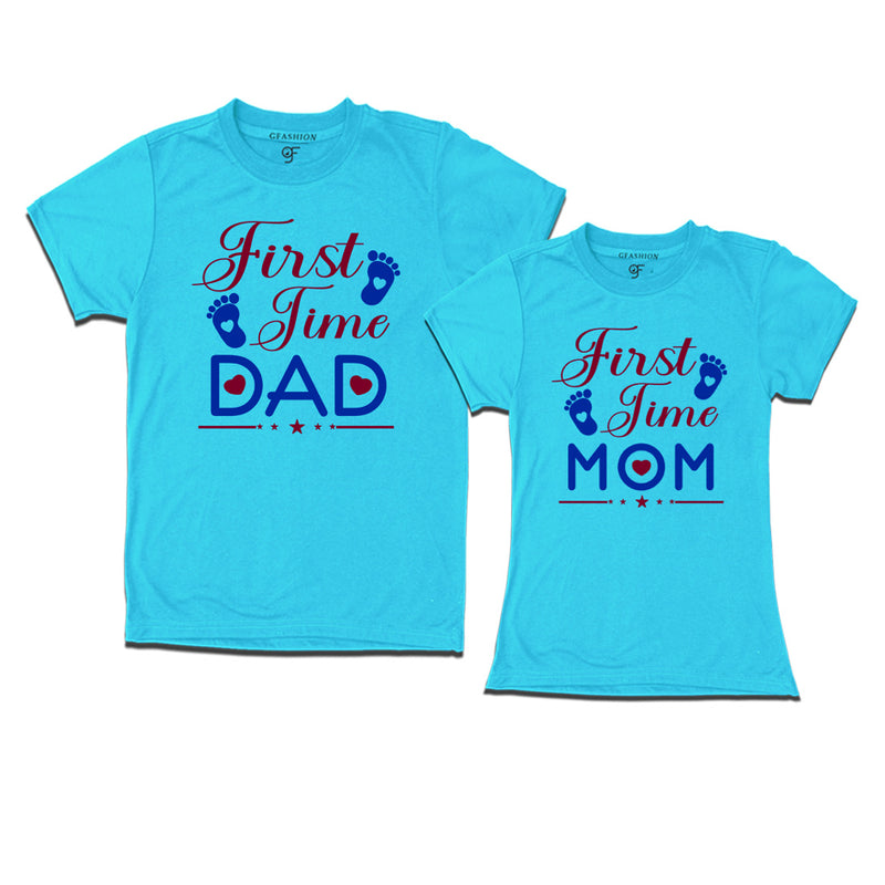 First Time Dad-First Time Mom T-Shirts in Sky Blue Color available @ gfashion.jpg