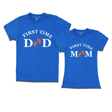 First Time Dad Mom T-Shirt-Blue-gfashion