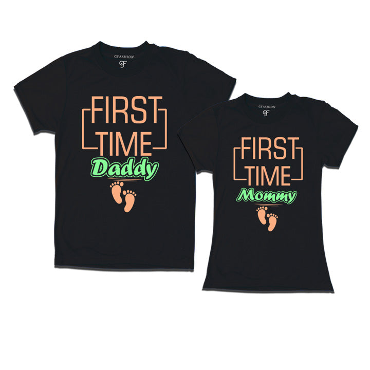First Time Daddy Mommy T-Shirts-Black-gfashion
