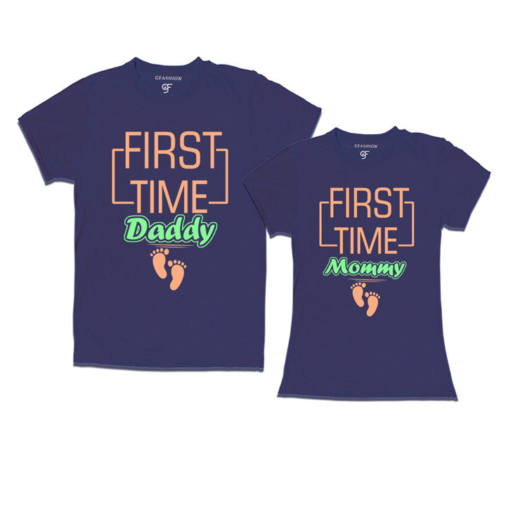 First Time Daddy Mommy T-Shirts-Navy-gfashion