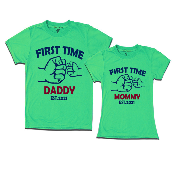 First Time Daddy Mommy T-Shirts-Pista Green-gfashion
